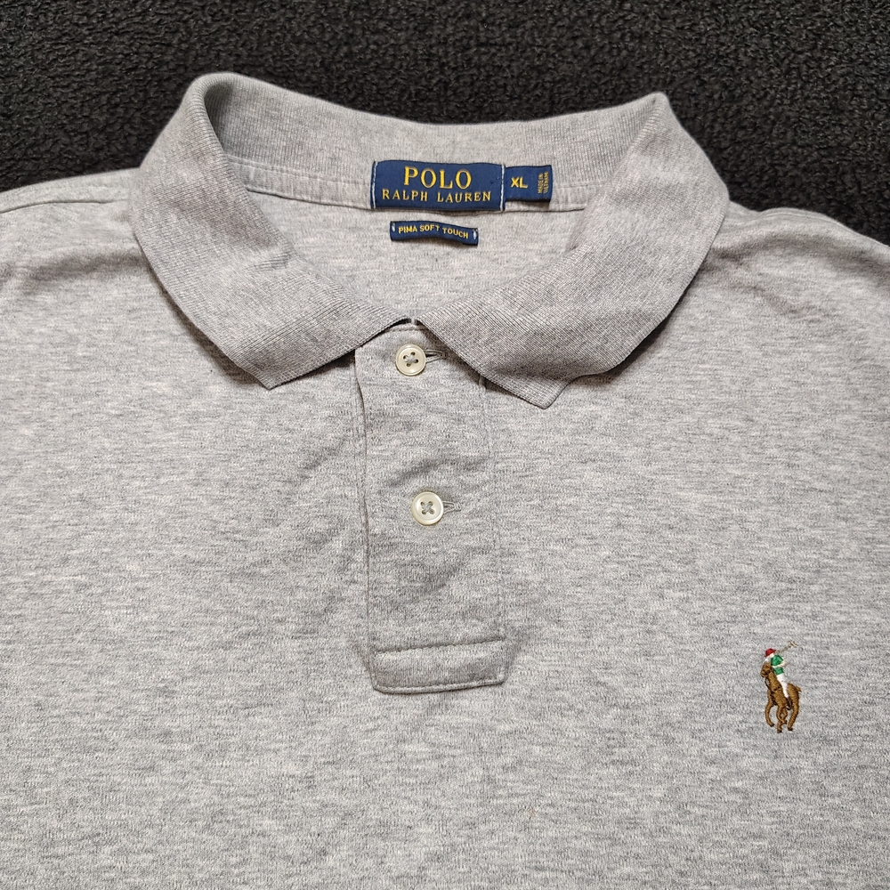 Polo Ralph Lauren Gray Pima Soft Touch Polo Cotton Shirt Mens Size XL